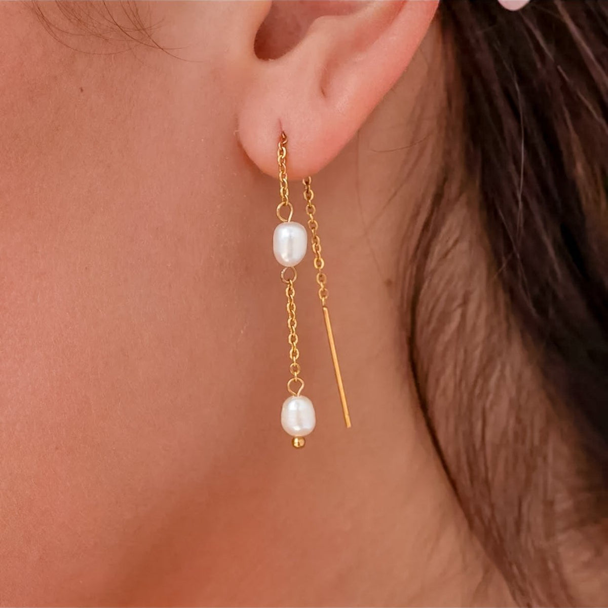 Lily Pearl Threader Earrings