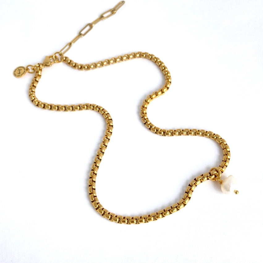Single Pearl Necklace Gold Plated Chain Necklace
