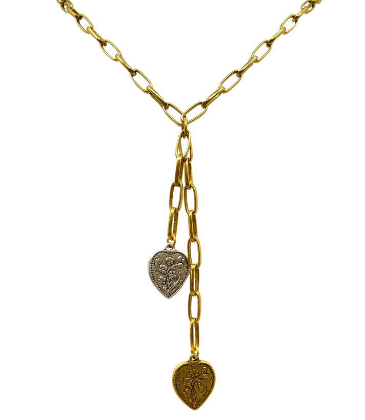 Gold Plated 18" Chain with Vintage Reproduction Hearts